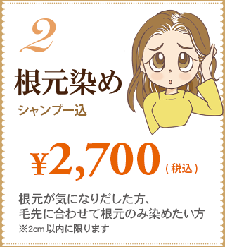 根元染め¥2,000（税込¥2,160）